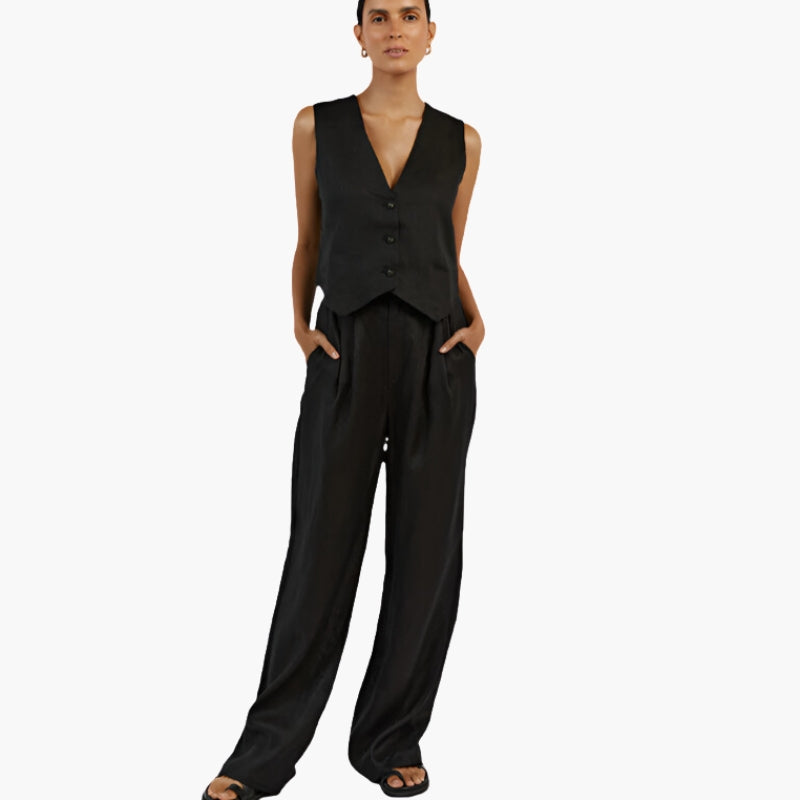Dama Elegante - Conjunto de Lino de Dos Piezas